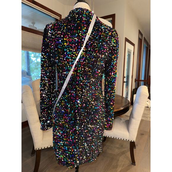 Nasty Gal Heart Cut Out Sequin Bodycon Mini Dress Size 14 (US) Black NWT - Picture 8 of 10